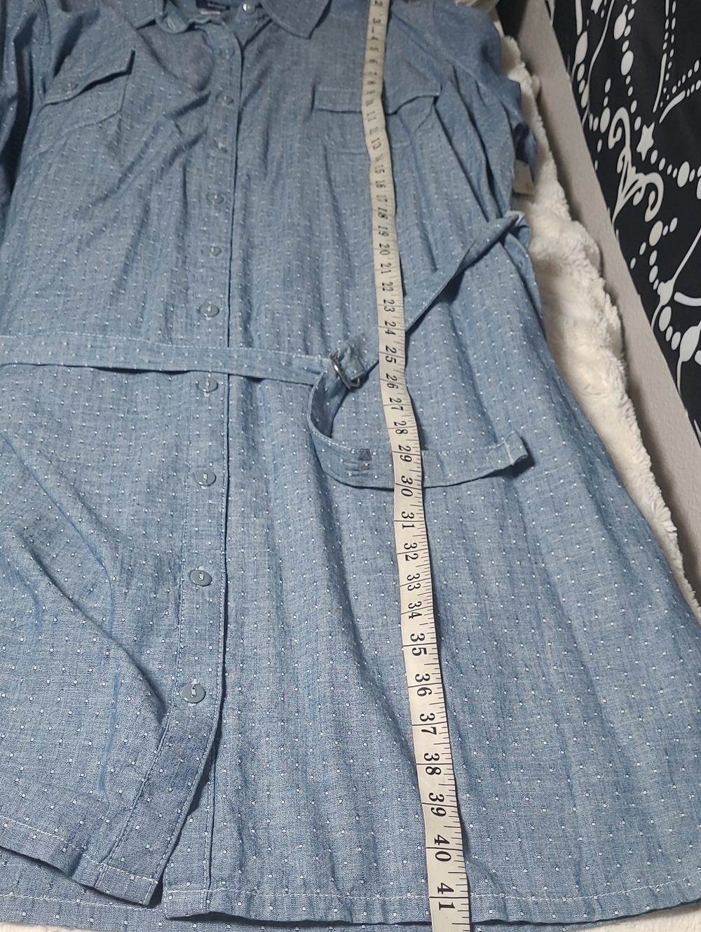 Basic Editions Shirt Dress Womens Size 2X Blue Chambray Button Up New - Picture 12 of 12